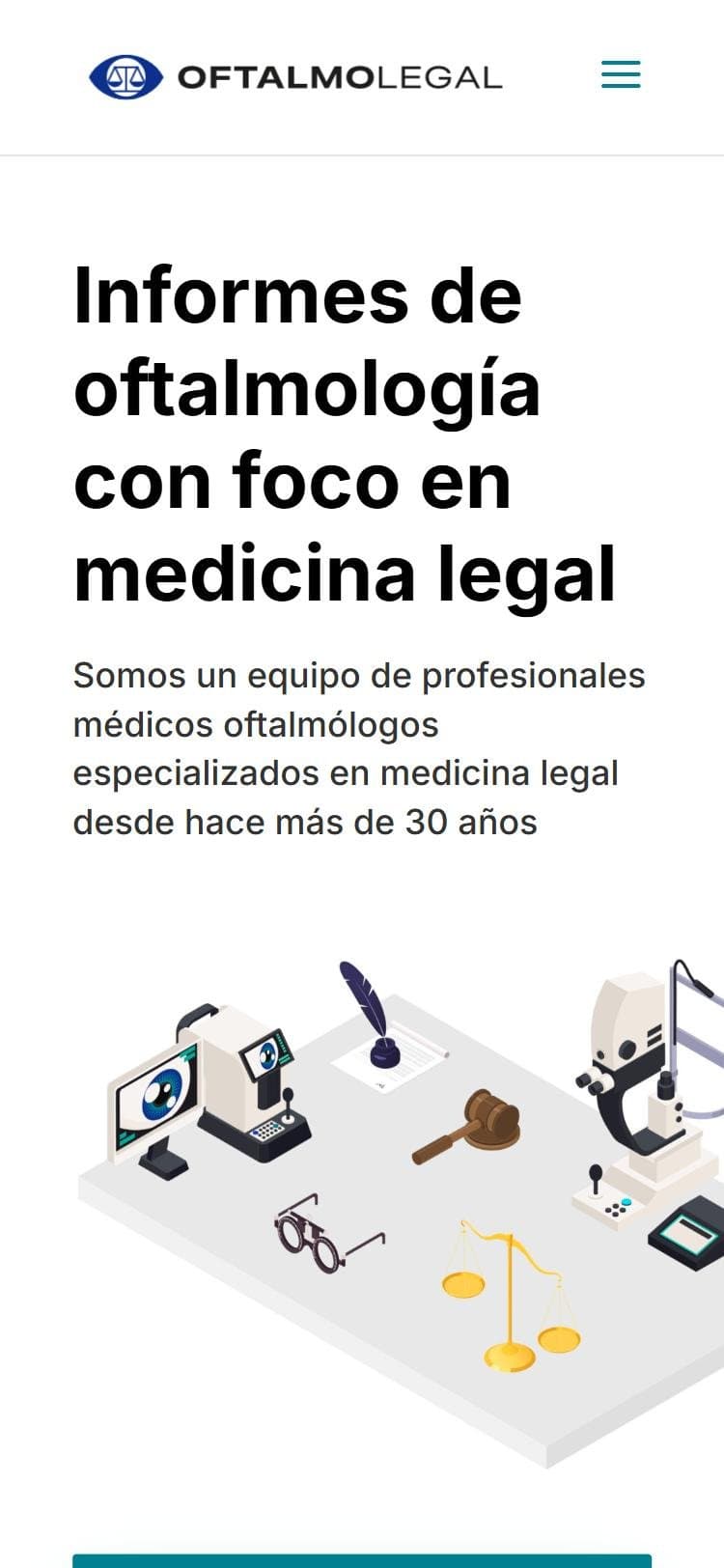 La página anterior de OftalmoLegal en un celular